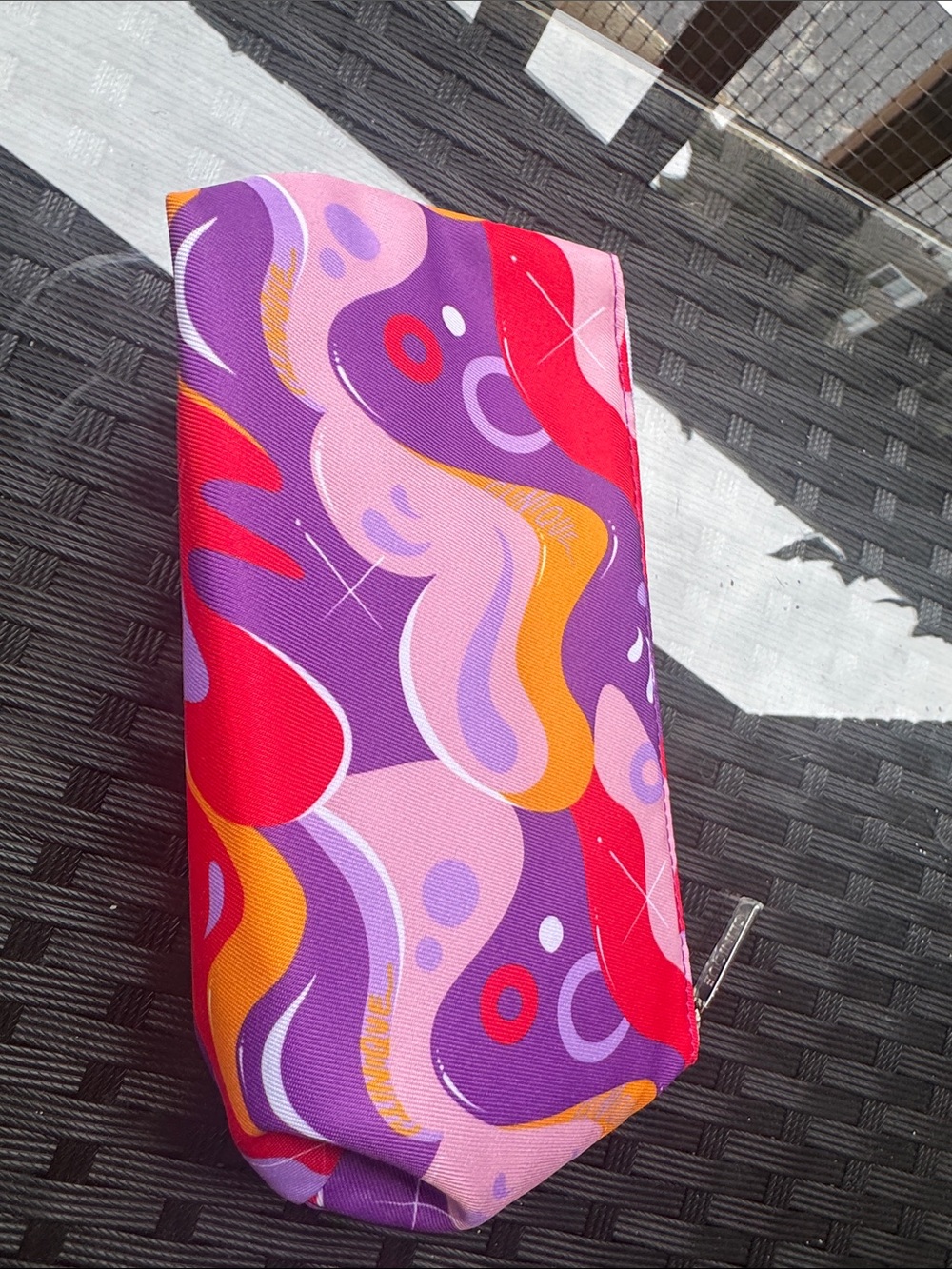 Clinique Pink Purple Red Abstract Zip Cosmetic Pouch